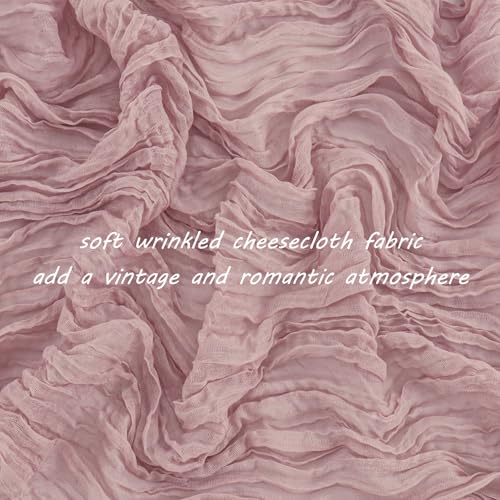 12 Pack 10Ft Cheesecloth Table Runner 35x120 Inch Boho Gauze Rustic Cheese Cloth Long Romantic Table Runner for Wedding Bridal Shower Birthday Party Table Decor (Dusty Pink) - Image 4