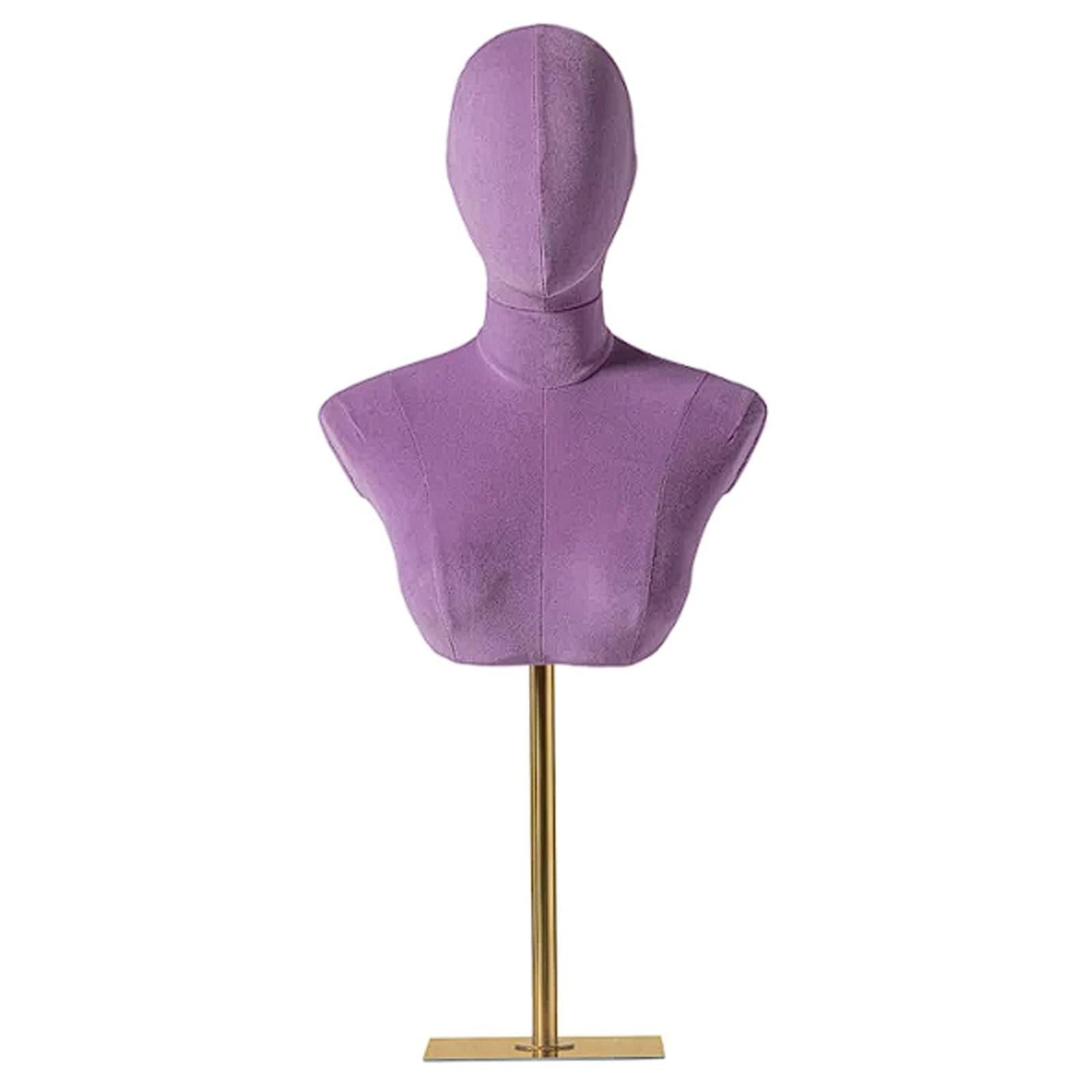 WxuuLTGJR Jewelry Display Stand Head Mannequin Earring Tower Organizer Rack Suede Jewelry Easel Holder with Square Base Hanging Showcase(Lila,Gold base)