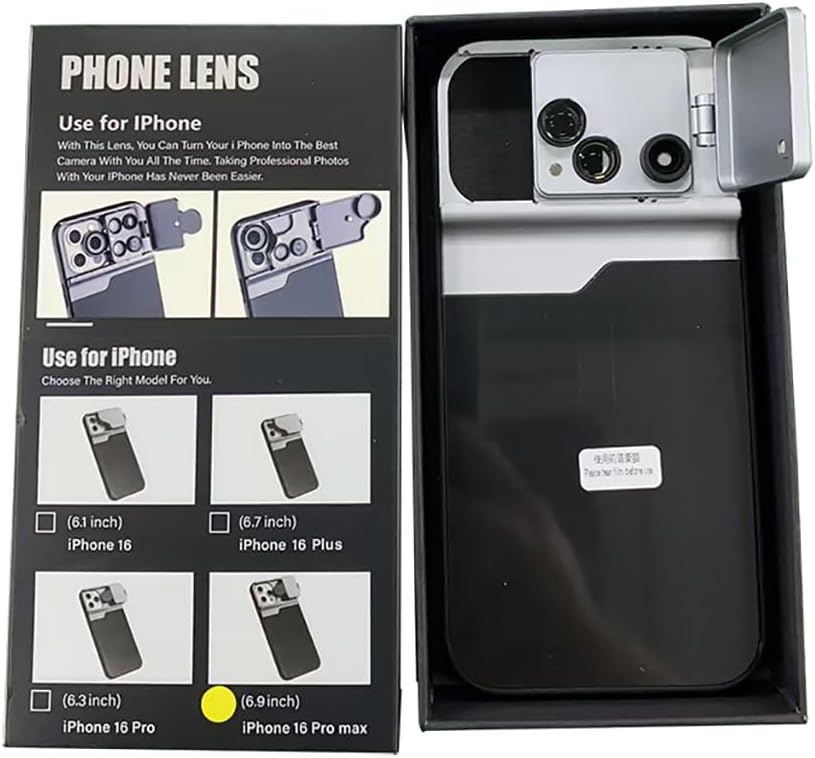 BGNing Phone Lens Case for 16 PRO/16 PRO MAX 10x Macro 180° Fisheye 2X Telephoto Lens Mobile Phone Cover 3 in 1 (for 16PRO MAX)