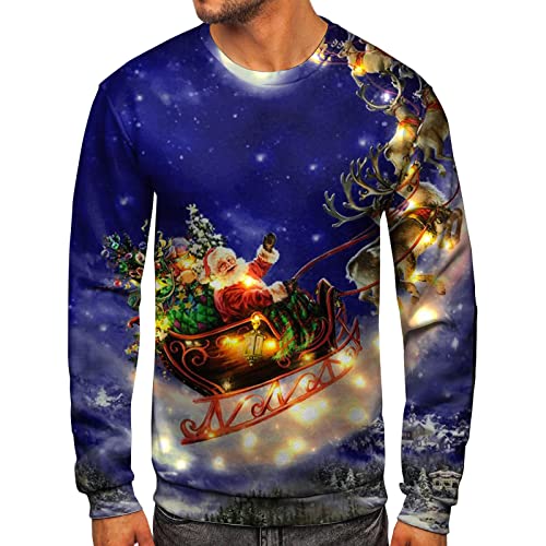 Herren Weihnachtspullover Langarm-Weihnachts Sweatshirt Pullover...
