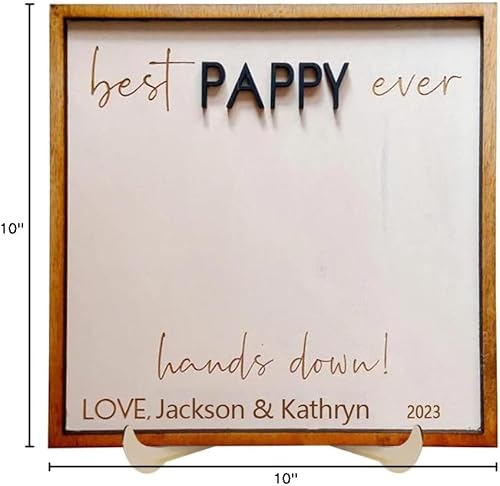 Miniatura 10 de Placa de madera personalizada con estampado de mano para el Día del Padre, letrero personalizado con el texto en inglés "Best DADDY Ever Hands