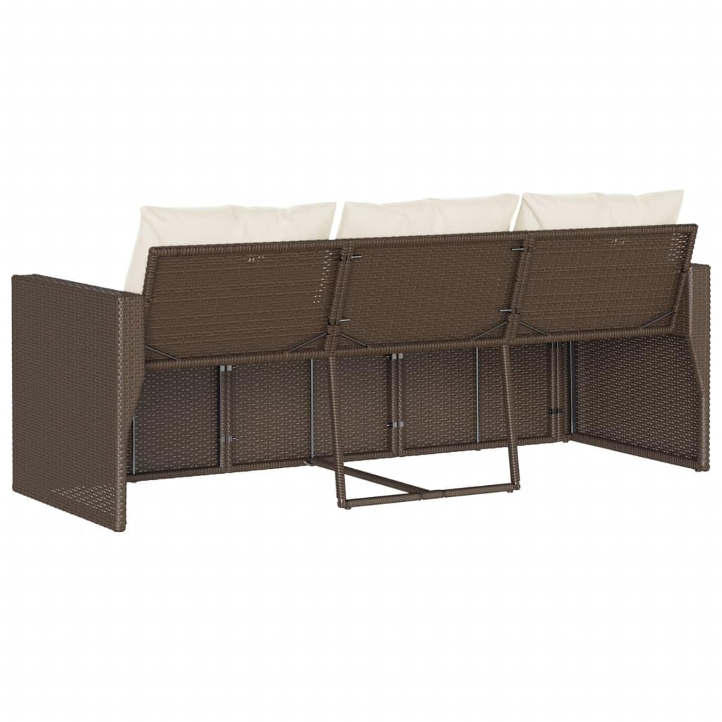 vidaXL Canapé de Jardin avec Coussins 3 Places Brun résine tressée, canapé d'extérieur, canapé de Jardin 3 Places, canapé d'extérieur 3 Places