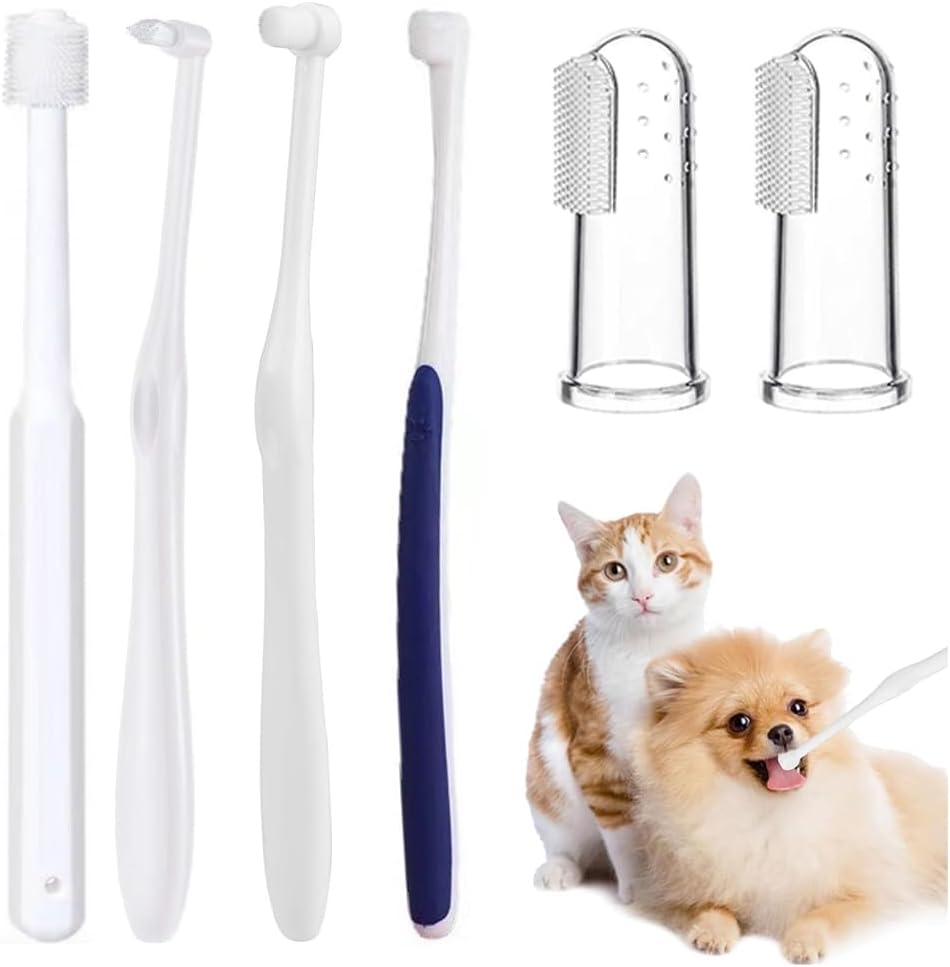 Qubccum 6 Pcs Cat Toothbrush Kitten Toothbrush with Micro Head to fit into Cat