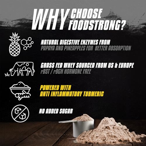 Image of Foodstrong Whey Protein Isolate, 100% Hormone Free Grass-Fed Whey, 27G Protein & 6.6G BCAA, Coffee, With Turmeric & Digestive Enzymes, 1KG