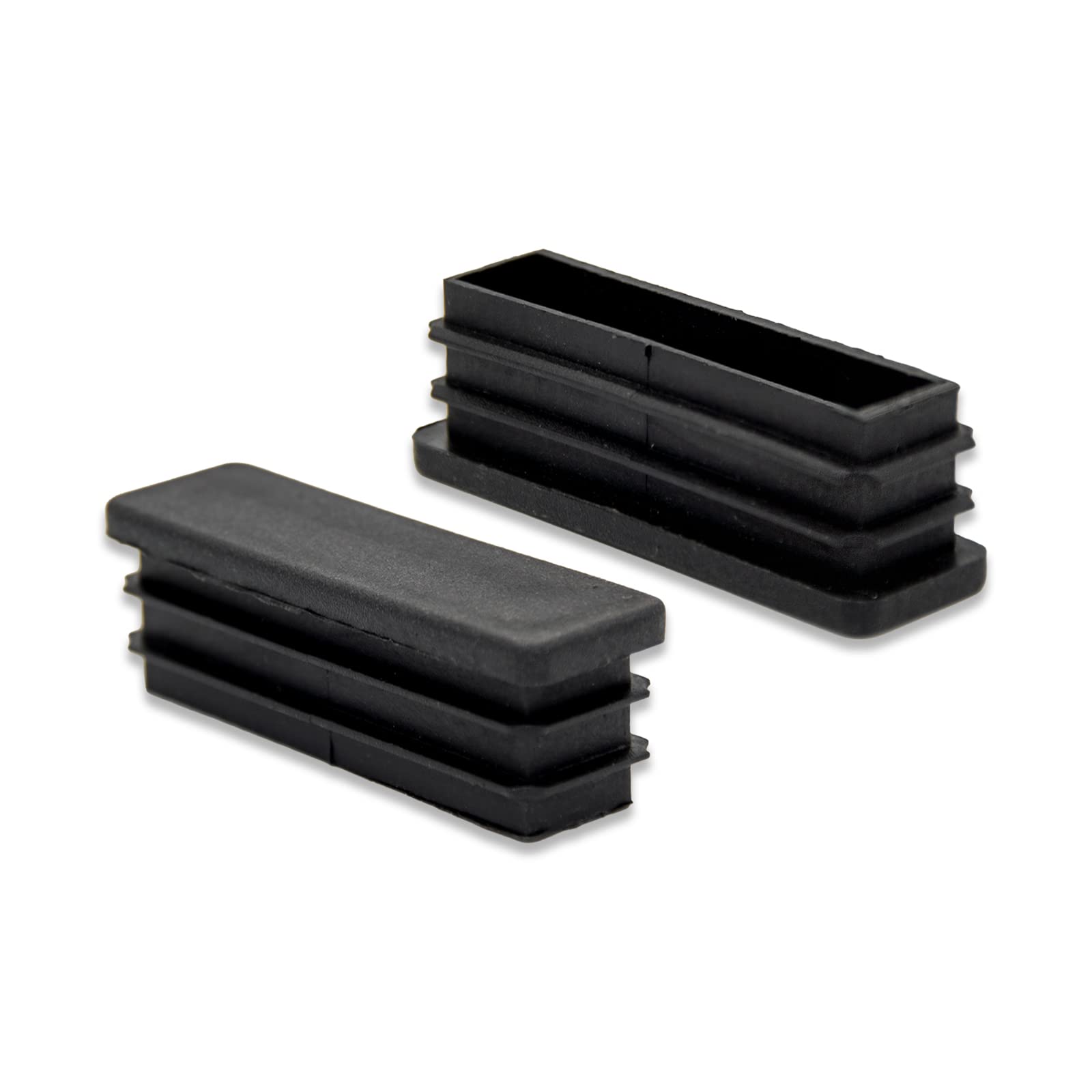 Flyshop 8 Pack Black Chair Glide Inserts Plastic Plugs Rectangle Pipe Tubing End Caps 15 x 50 mm, 5/8" x 2"
