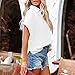 Davenil Women Short Sleeve Button Down Shirts Linen Casual Collar Blouses White Size XL