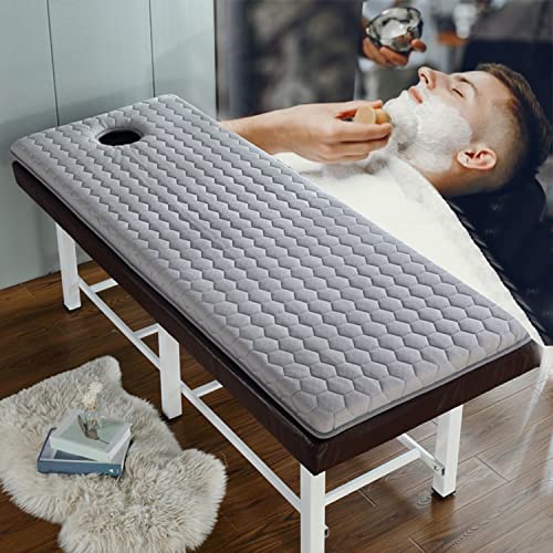 Cubrecolchón de espuma viscoelástica con látex natural y banda elástica gris, 60 x 180 cm, para mesa de tatuajes y cama de salón de belleza