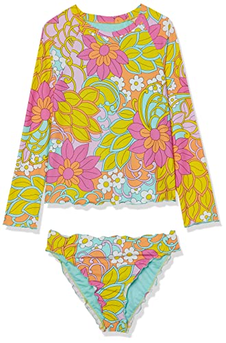 Hobie Girls Long Sleeve Bikini Top & Merrow Hipster Bottom Rashguard Set