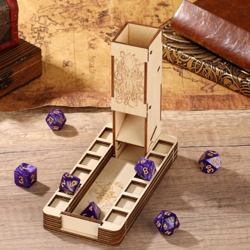 Plegable de Madera Bandeja de Dados D20 Mano mágica, Bandeja para Tirar Dados de Juegos de Mesa, Accesorios para Juegos de Mesa D&D, Regalos para Jugadores de rol