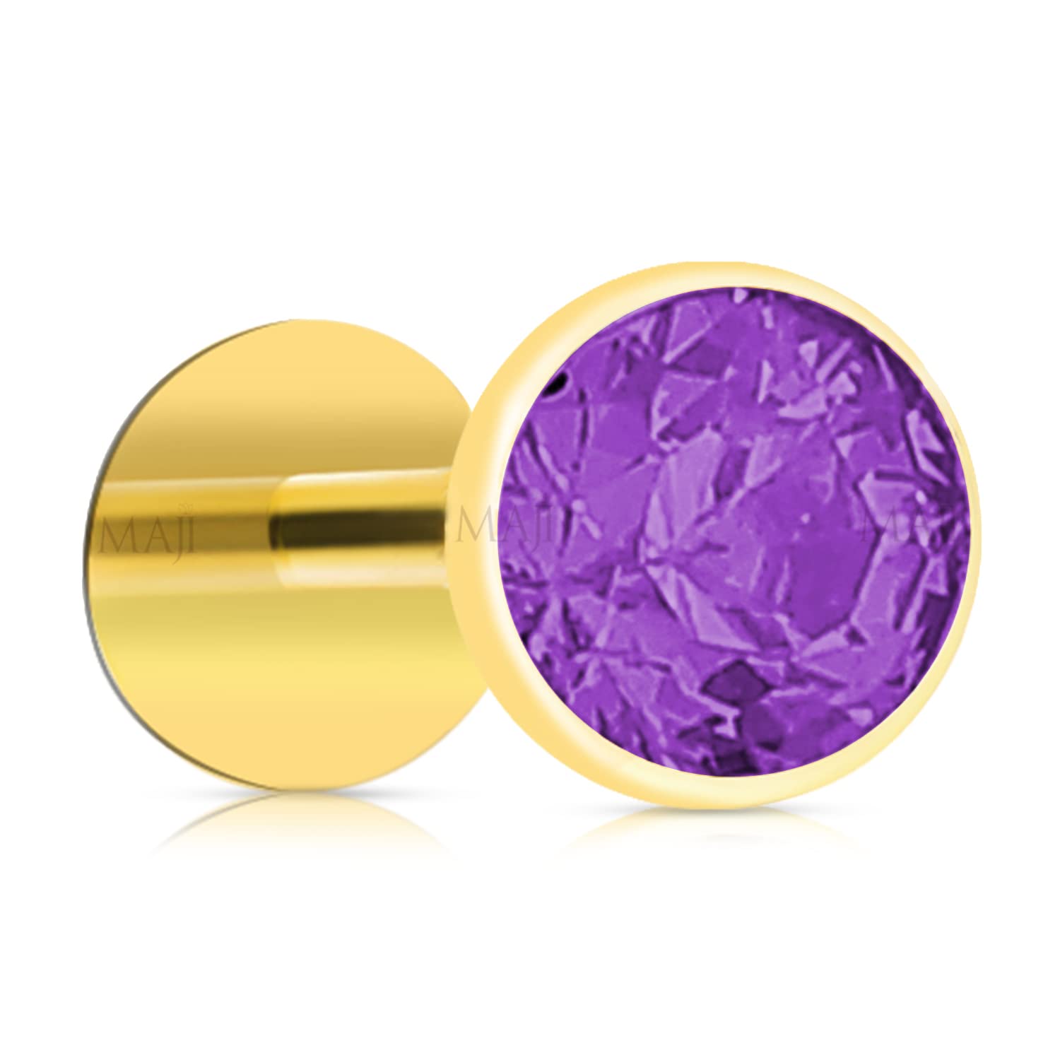 MAJI by GEHLOT Round Cup Shape Diamond | Pure Gold | Nose Pins Studs For Women And Girl - Purple (B09VGP2J5N) Amazon Price History, Amazon Price Tracker