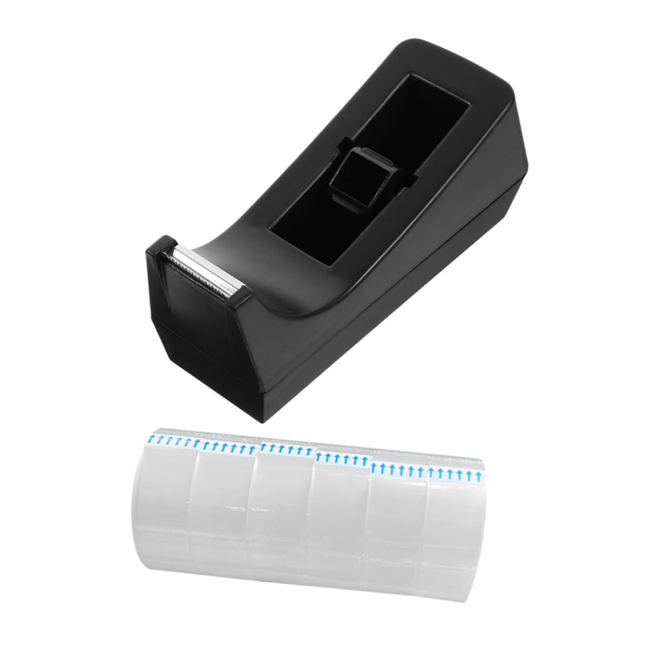 Dispenser per Nastro Adesivo da Scrivania Nero in Abs e Acciaio Inossidabile Design Compatto e Base Antiscivolo, per Ufficio e Scuola