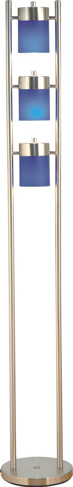 SH Lighting 2-Way Adjustable Stained Shade Floor Lamp - Features Three Lights with Multiple Light Directions - 63" Tall Great fit for Living or Bedrooms - Blue