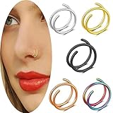 Zeayebsr 5 Stück Doppel-Nasenringe für Einzelpunktion, 20 G (8 mm) Spiral-Nasenringe Stahl Doppelhelix Twist Ring Nasenringe für Frauen, Männer und Mädchen
