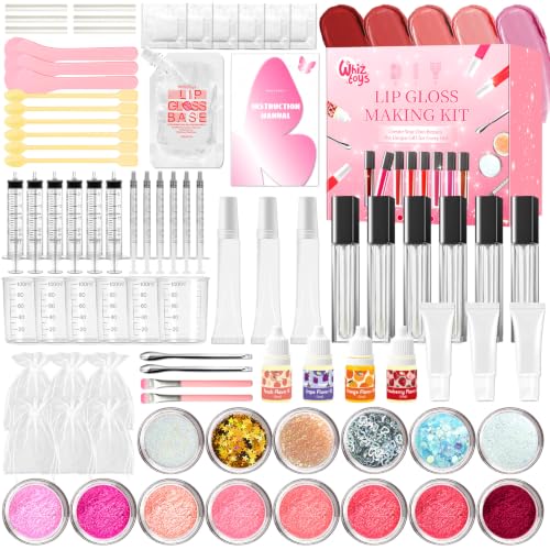 WhizToys Lip Gloss Making Kit Lip Gloss Kit Diy Lipgloss Set Fun Make Your Own Lipgloss KidsParty Birthday Gifts for Girls Women Moisturizing Lip Gloss Base
