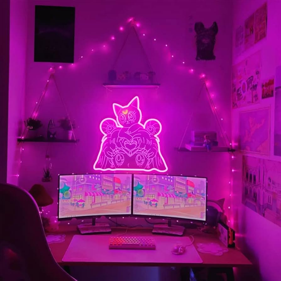 美品 セーラームーン LEDネオンサイン セーラームーン ルナ ネオンサイン アニメ ゲームルーム (照明