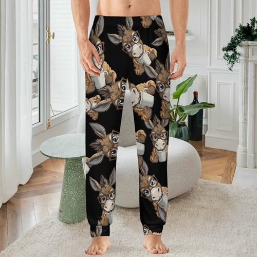 Drink Coffee Donkey Men's Pajamas Pants Lightweight Sleep Lounge Pant Pjs Bottoms Casual Sleepwear2