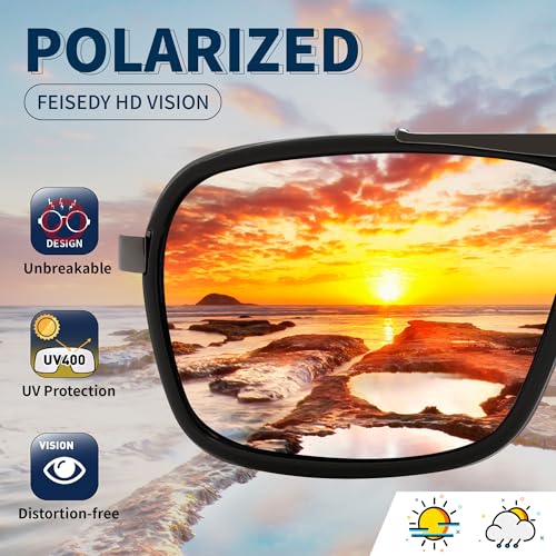 FEISEDY Retro Aviator Sunglasses For Women Men 70s Trendy Rectangle Polarized Sunglasses Steampunk B02924