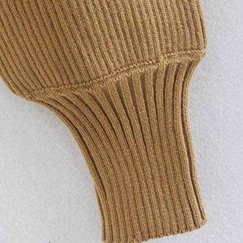 gazechimp Pulôver de Malha de Manga Comprida de Gola Sólida para Mulheres Blusas de Camisola - Cáqui