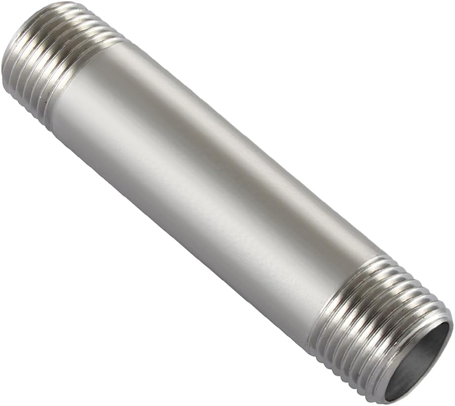 Beduan Stainless Steel Pipe Fittings, 1/4" NPT x 1/4" NPT Male Threaded, 8" Length Nipple Cast Pipe