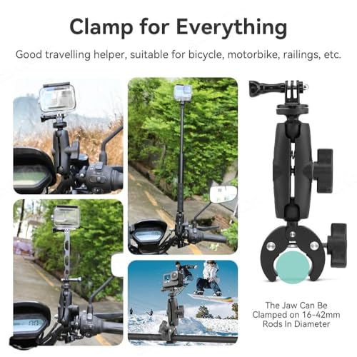 Image of yantralay Handlebar Clamp Mount with Selfie Stick Extension and Go Pro Adapter Compatible with Insta 360 X5 X4 Go Pro Hero 13 /12 D JI Os mo Action 6 /5 /4