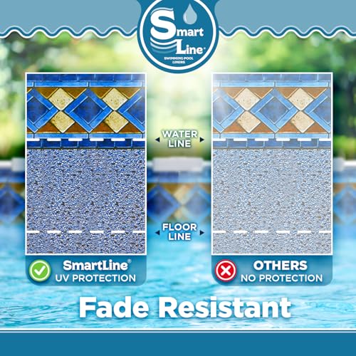 Smartline 24 ft Round Swimming Pool Liner | Mosaic Diamond | Unibead Style | 48 Inch Wall Height | 25 Gauge Heavy Duty Virgin Vinyl | Designed for Steel Sided Above Ground Pools - Thumbnail 4