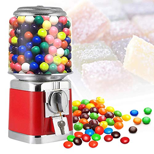 IRONWALLS Gumball Candy Vending Machine, Capsule Bouncy Ball Gumball Commercial Dispenser Machine with Key Lock for 25-32mm Candy, Durable, Removable Metal Body, Red - Thumbnail 2