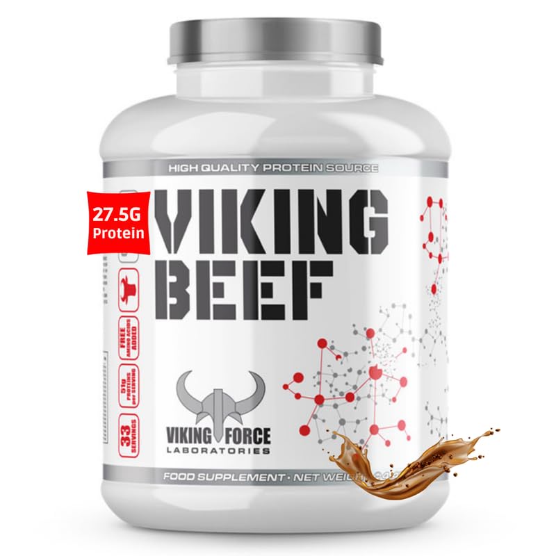 Viking Beef protein - Coffee cream Flavour clean source of protein, 4.4lb, 33 servings, 51g protein per serving, Rich protein source