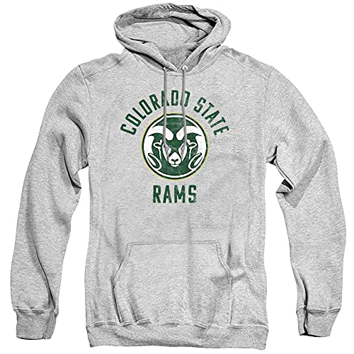 Colorado State University Official Rams Logo Unisex Adult Pull-Over Hoodie,Athletic Heather, Large