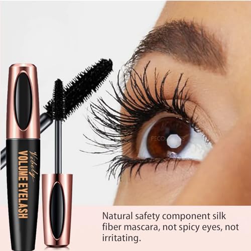 Mascara, 4D silk fiber mascara, extra-long thick mascara, waterproof, sweat-proof, non-smudging and lasting makeup all day (black) - Image 4