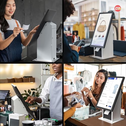 Self Service Kiosk POS Stand - CTA POS Kiosk with CPU & Printer Compartments for Digital Signage Displays TV's & Monitors up to 33 Pounds - for Restaurants, Retail & Business - White - (ADD-SSKPCW) by CTA Digital - Image 7