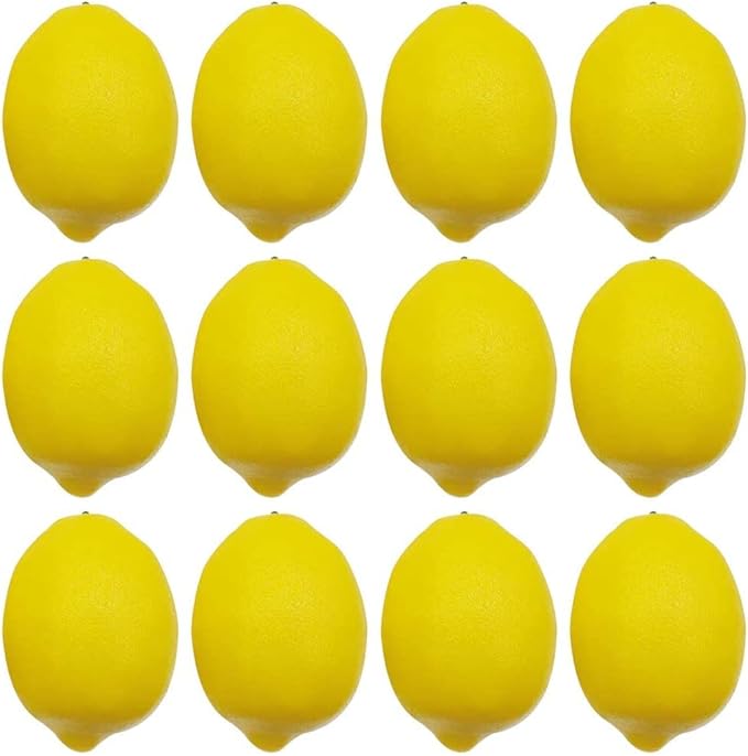 BigOtters Artificial Lemons, 3.7" x 2.5" Big Size Vivid Faux Lemon Plastic Fake