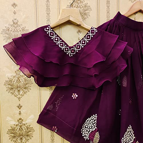 Image of Helene Girl's Georgette Silk Embroidered Readymade Lehenga Choli Set | 3-8 Years | Ethnic Wear |