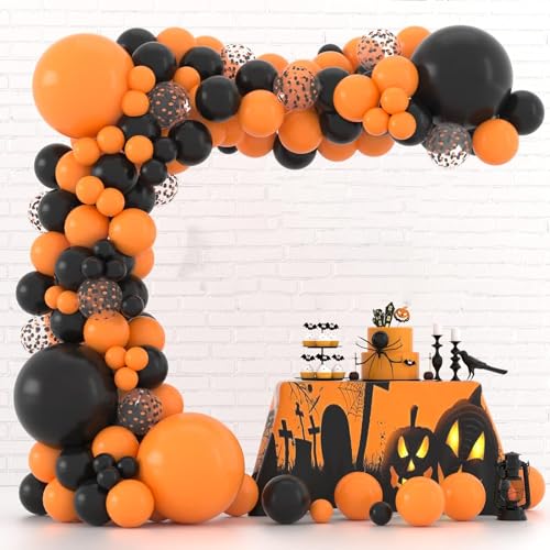 Image of Rozi Decoration Halloween Theme Rubber Balloons - 50 Pcs Orange & Black Balloon Decor Kit | Scary Party Supplies for Home, Hotel, Garden Decor | Birthday & Anniversary Decoration