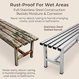 304 Stainless Steel Outdoor Patio Bench, All-Weather Porch Backless Chair