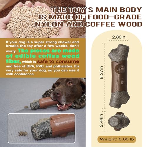 LiuMelinda Dog Chew Toys for Aggressive-Chewers - Indestructible Dog Toy for Aggressive Chewer,Tough Chew Toys for Dogs (Rubber Log-Branches)