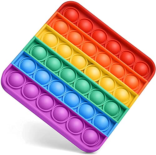 SHINETOY Pop It Fidget Toys,Push Pop Bubble Fidget Sensory Toy, Autism Special Needs Silicone Stress Relief Toy,Great Fidget Toy Gifts for Girls Boys Kids Adults (Square Rainbow) Toy Review India (Iknoor World )