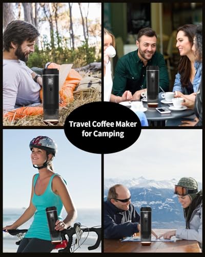 Image of Portable Electric Espresso Machine, Travel Coffee Maker Brewer Compatible with Ground Coffee & NS Capsules (Black with LCD Screen)