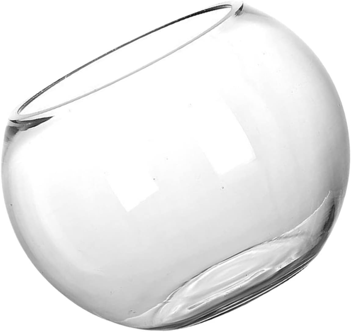 Toddmomy 2pcs Glass Fish Bowl Simple Hydroponic Plant Terrarium for Home Office Round Vase for Fish Shrimp and Display