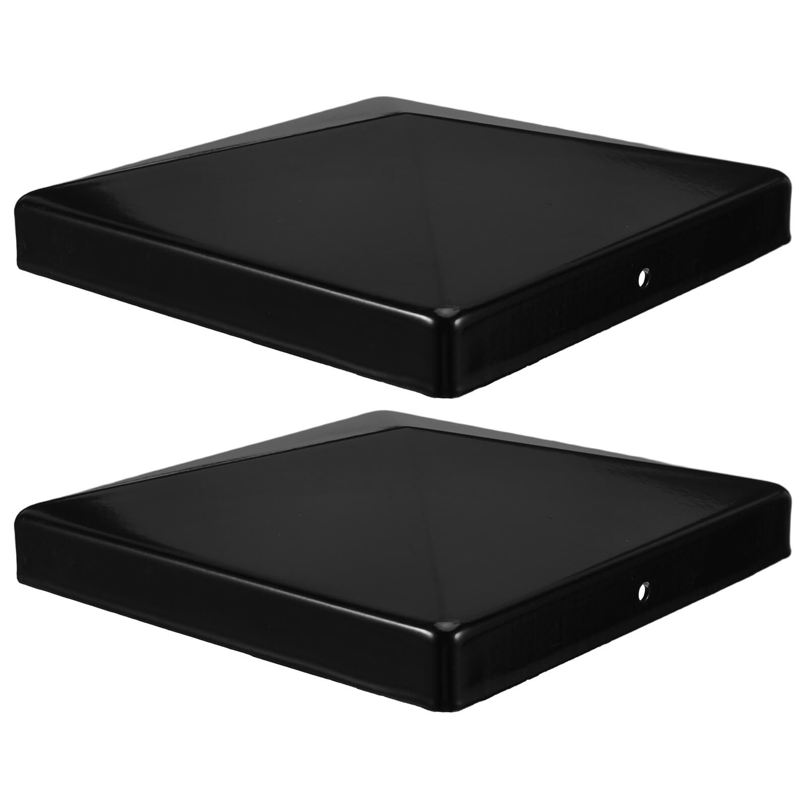 Capuchons de poteau de clôture carrés 14 cm en fer noir par 2 LIFKOME