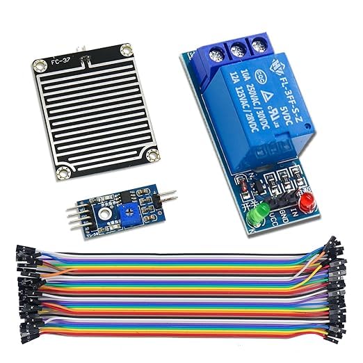TESTIN ELECTRONICS Combo of Jumper wire with Rain Weather Detect Sensor & 5V Relay Module