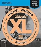 D'Addario EXL115Wx5 (5 sets) Electric Guitar Strings, 3rd String Wound, Nickel, Round Wound, Blues/J