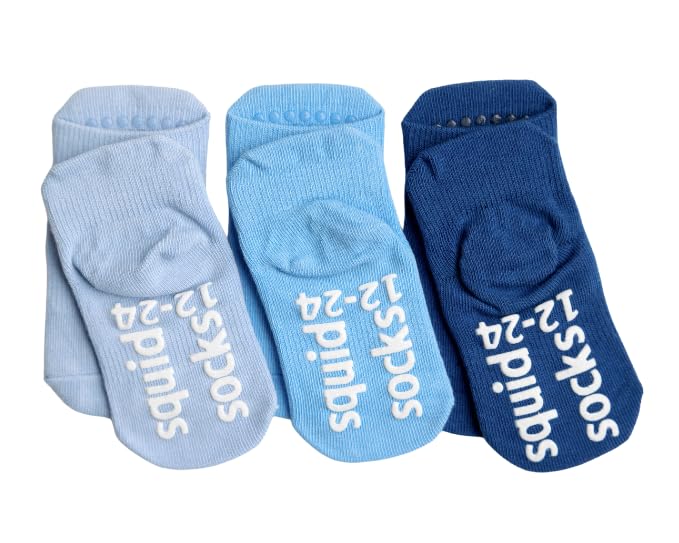squid socks Cotton Socks | 0-6M, 6-12M, 12-24M, & 2T-3T | Grip Ankle Socks that Stay On | As Seen on Shark Tank