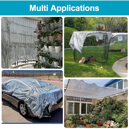 Schattennetz Auto Hund 3x4 m,Sonnenschutznetz Auto,Schattennetz Alunetz,Reflektierende Schattenplane Camping,Aluminium Schattierungsnetz mit Ösen 80% UV,für Gewächshaus Patio Pflanze,Hund,Tiere