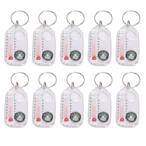 Termómetro brújula con llavero 10 piezas portátil blanco ABS miniatura 5