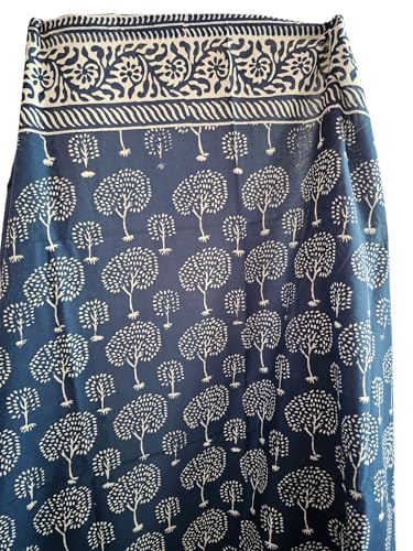 INDIANHANDICRAFTS Hand Block Print Sarong, 100% Cotton, Women's Adult Party Wear, Floral, Size 44x72 Inch2
