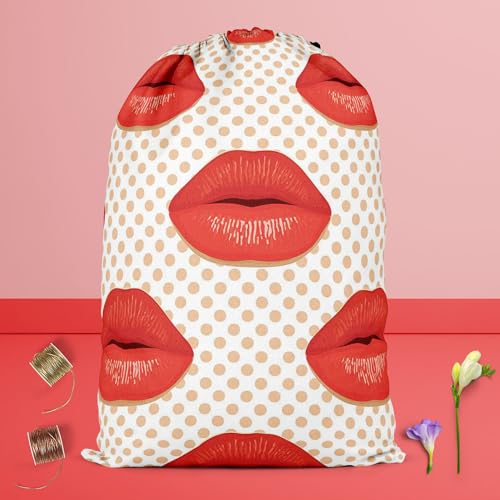 Image of ArtzFolio Red Lips | Reusable Sack Bag | Bag for Gym, Storage, Vegetable & Travel