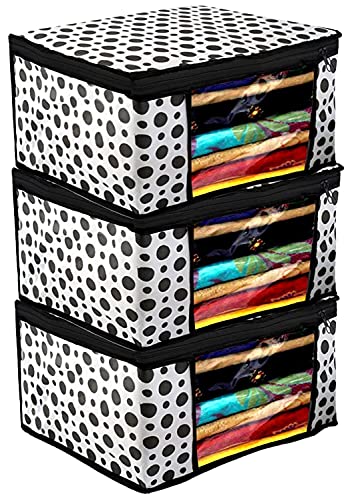 Image of IMMERSE Non Woven Saree Cover Storage Bags for Clothes with primum Quality Combo Offer Saree Organizer for Wardrobe /Organizers for Clothes /Organizers for Wardrobe (BLACK)