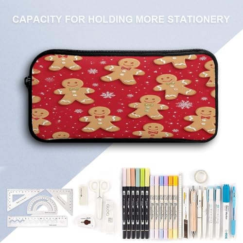 Unisex Fashion 3 Pcs Set, Large Capacity Christmas Red Polka Dots Snowflakes Gingerbread Cookies Backpack, Pencil Pouch Easy to Clean, Lunch Bag for Work4
