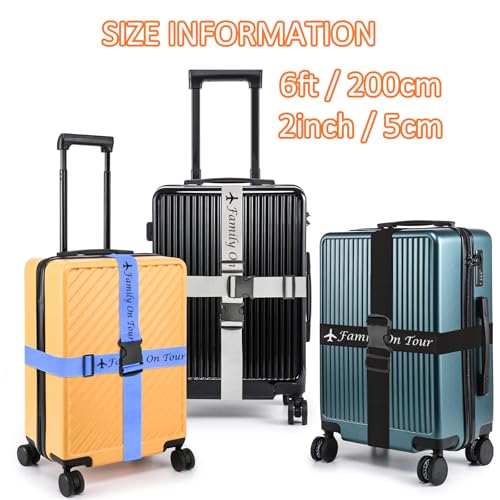 Personalized Luggage Straps for Suitcases 2 Packs Customized Adjustable Suitcase Strap with Embroidery Name/Text, Travel Belt with Quick Release Buckle, Accessory for Travel Bag Closure2