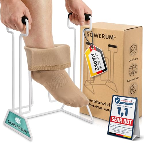 Premium Strumpfanziehhilfe für Stützstrümpfe - Anziehhilfe für Kompressionsstrümpfe mit offener Spitze - auch nach Hüftoperation geeignet - Sockenanziehhilfe für Senioren Sockenanzieher